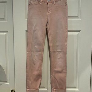 Hudson Womens Peach Tally Deep Cuff Crop Skinny Jeans